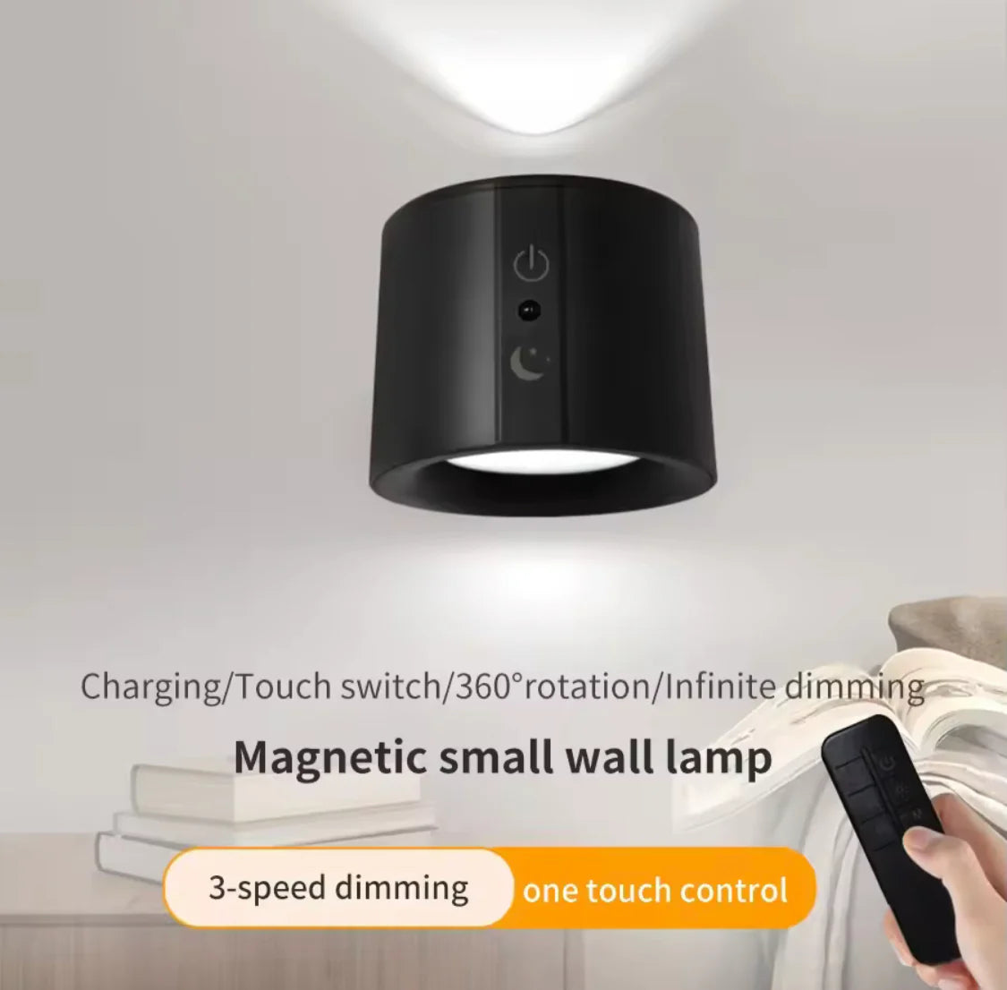 Rechargeable Led Wall Lamp With Magnetic Holder, 360° Rotatable For Bedroom Reading Lamp, Portable Night Light
