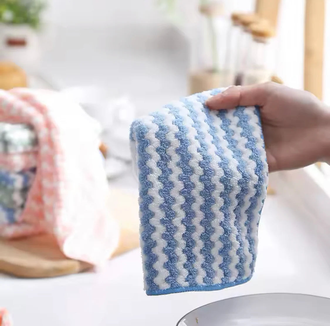 Pack of 4 Superfine Absorbent Dishwashing Cloths | Multipurpose Kitchen Cleaning