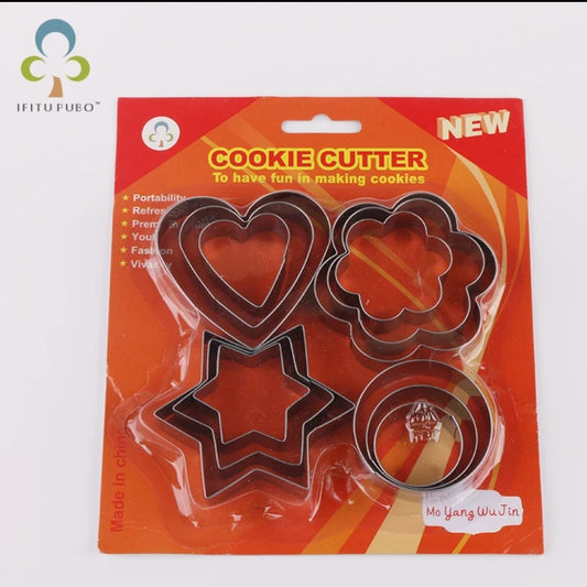 12pcs set Stainless Steel Cookie Biscuit DIY Mold Star Heart Round Flower Shape Cutter Baking Mould