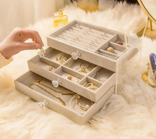 Acrylic Organizer Velvet 3 layer Jewelry Storage Box