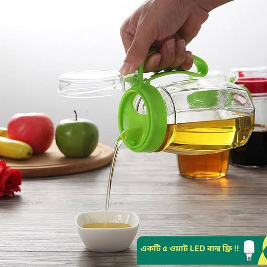 600 Ml Glass - Vinegar and Oil Bottle Glass Oiler Oil Vinegar Bottle Olive Oil Dispenser Bottle Kitchen