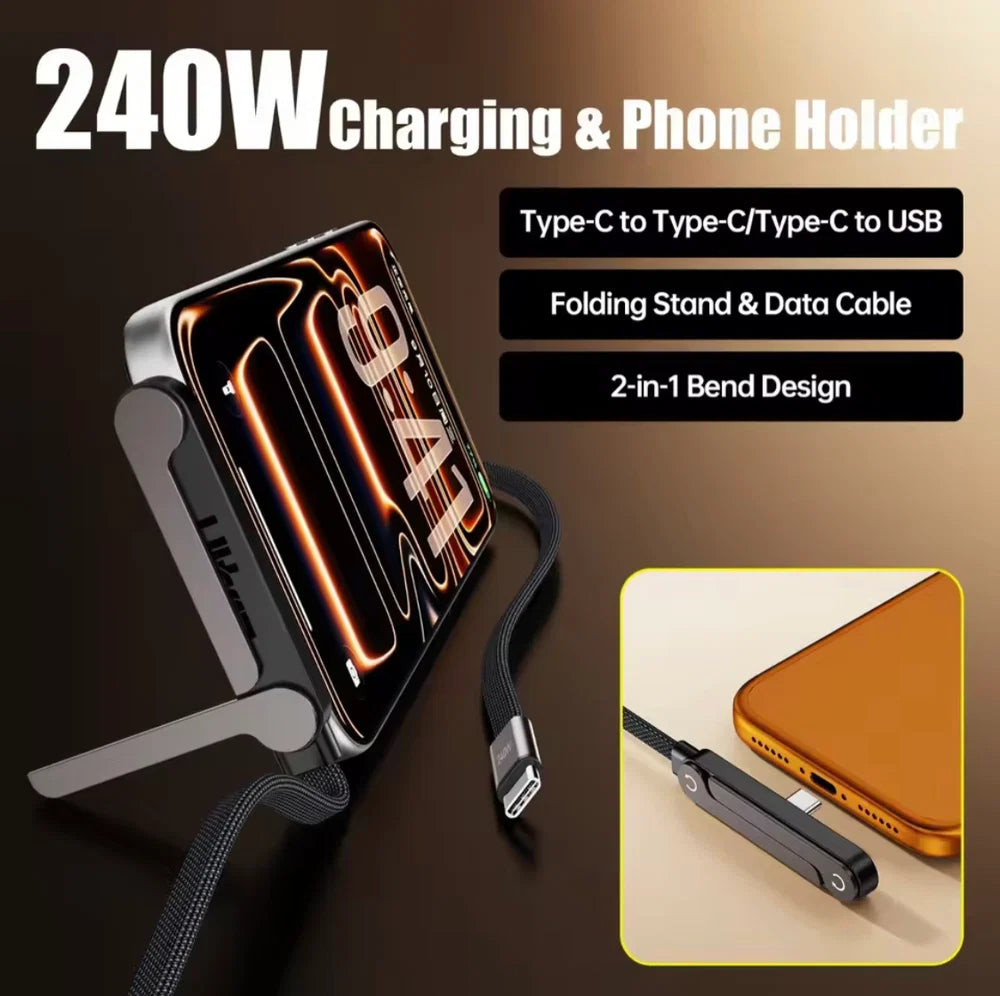 2 In 1 Cable With Mobile Stand, Charging Cable With Phone Bracket, Foldable Charging Cable With Stand