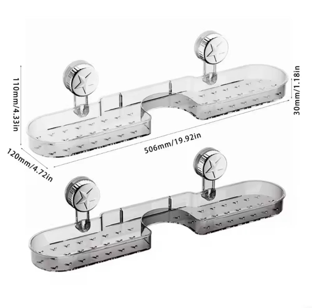 Bathroom Sink Faucet, Star Shaped Suction Cup Rack, Drainage Wall Hanging Storage Shelf, Single Layer Plastic Sticking Shelf