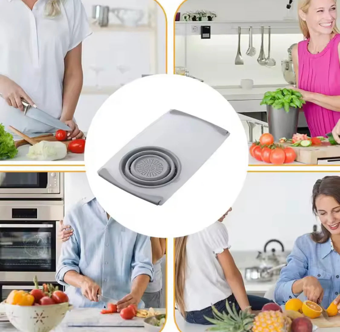 Multifunctional Cutting Board with Sink Drain & Strainer