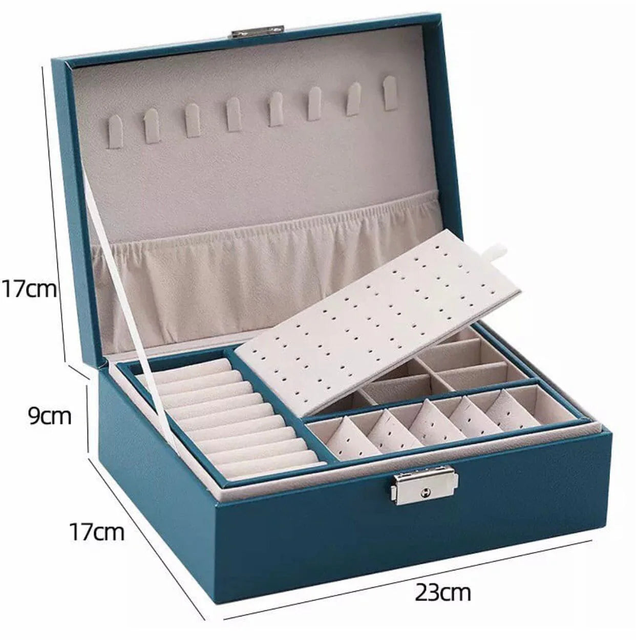 Double Layer Leather Jewellery Box, Earrings And Rings Storage Organizer