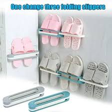 3 in 1 Bathroom Slippers Rack Self Adhesive wall mounted