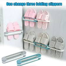 3 in 1 Bathroom Slippers Rack / Self Adhesive Wall Mounted Shoe Organizer Rack / Folding Slippers Holder / Shoes Hanger Storage Towel Hanger