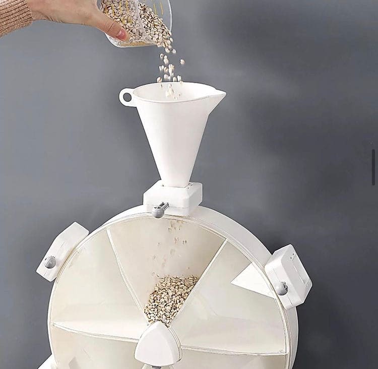 Wall Mounted 6 Grids Grain Storage Wheel, Rotatable Cereal Container, 6 in 1 Rotatable Wall Mounted Rice And Pulses Container