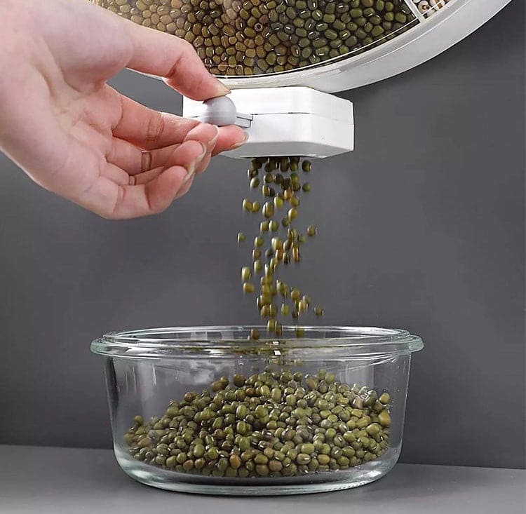 Wall Mounted 6 Grids Grain Storage Wheel, Rotatable Cereal Container, 6 in 1 Rotatable Wall Mounted Rice And Pulses Container