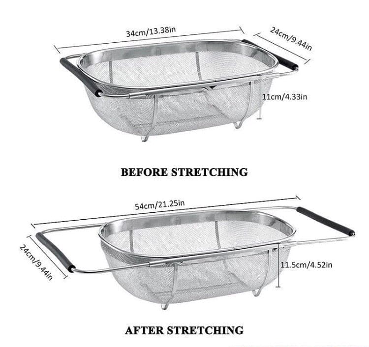 Stainless Steel Drain Basket, Micro Perforated Colander Strainer Basket, Over the Sink Fine Mesh Basket
