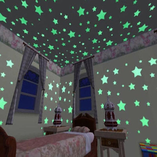 Pack Of 100 3D Stars Glow In The Dark Wall Stickers