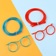 1PC New Creative Funny Soft Flexible Glasses Straw.