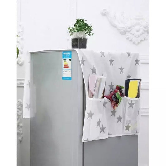 Fridge Cover Oil-proof Refrigerator Fridge Cover With 6 Pockets Organizer