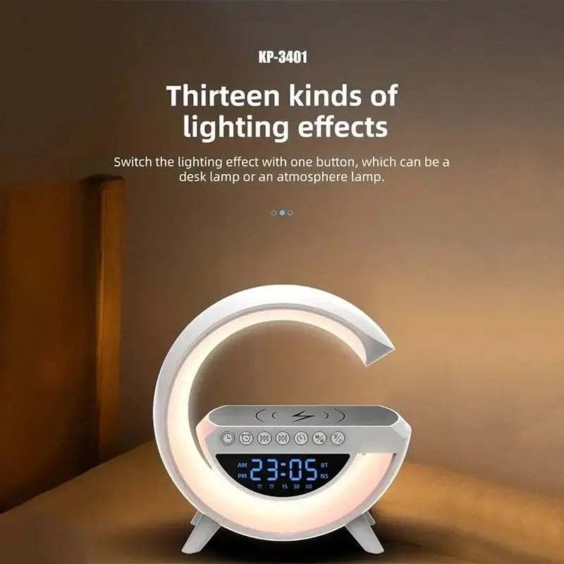 G Lamp Bluetooth Speaker with Digital Clock & RGB Night Light