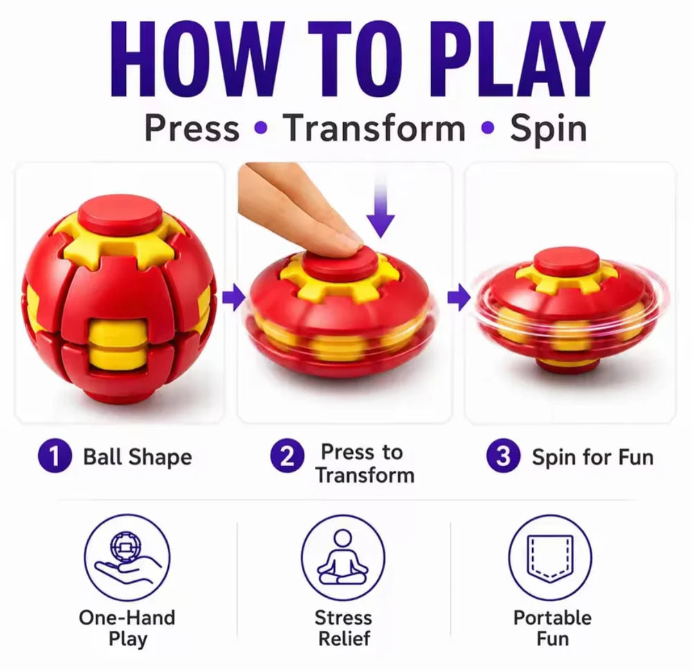 Fidget Magic Ball Spinner Cube Toy, 3D Fidget Spinner Ball Toy, Stress Relief Rotating Gyro Puzzle, Educational Desk Toy