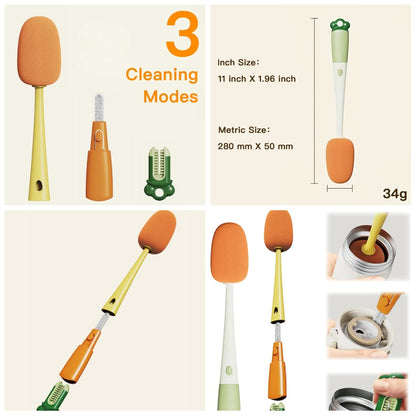 3 in 1 Bottle Cleaning Brush Sponge