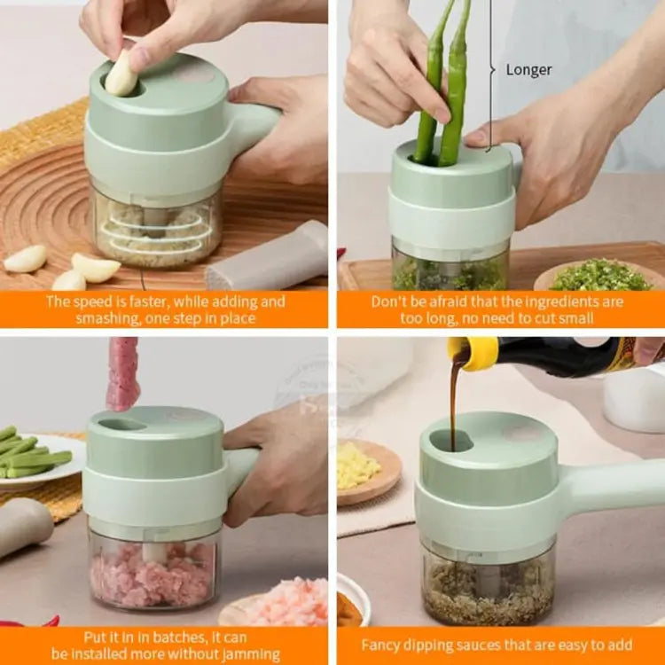 Handheld Vegetable Cutter Set Kitchen Multifunctional Garlic Chopper Meat Grinder Food Masher Slicer with USB Charging