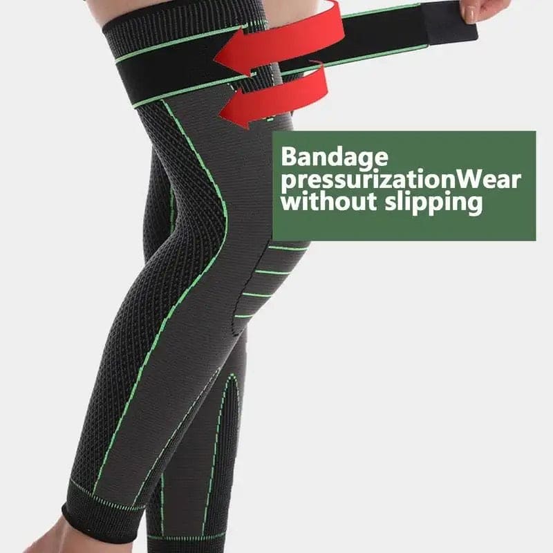 Long Leg Compression Knee Support with Adjustable Strap