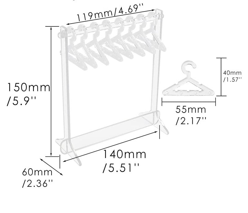 EARRING STAND ORGANIZER ACRYLIC WITH 8 MINI HANGERS