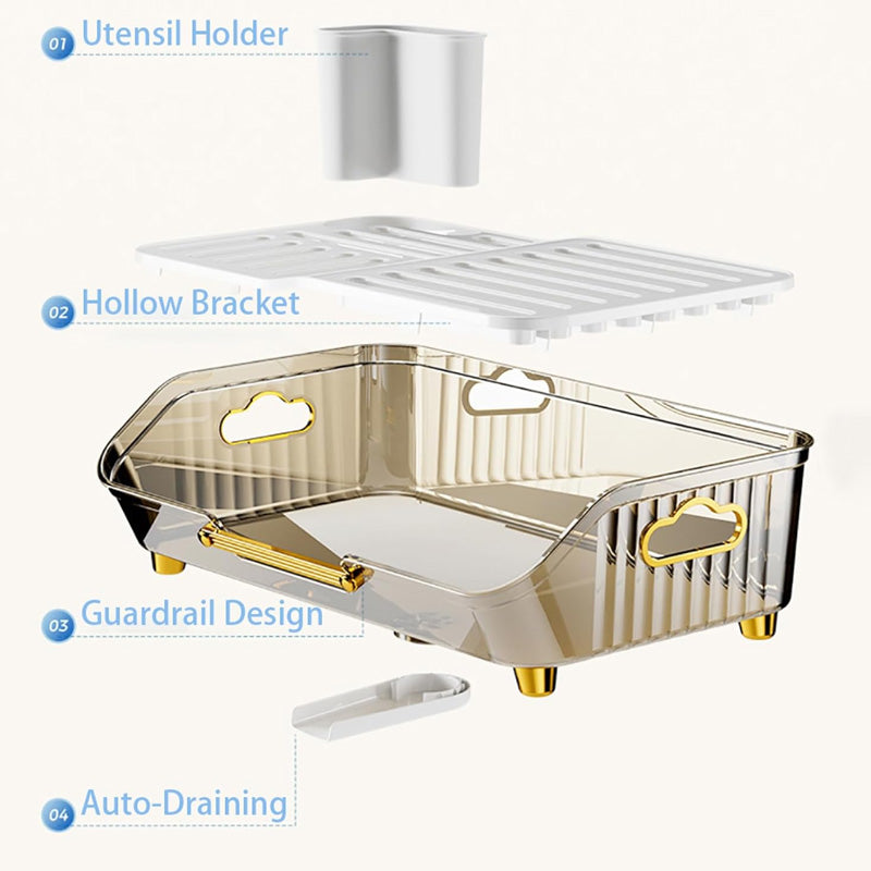 Transparent Acrylic Dish Drainer Rack