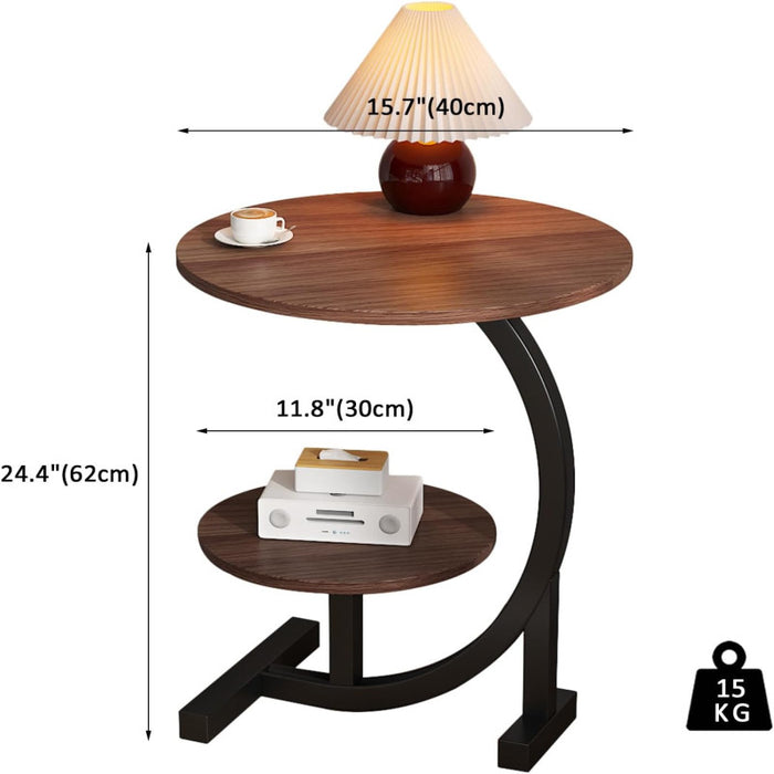 2 Tier Round Sofa Table for Living Room