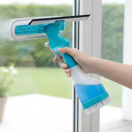 4 In 1 Double Sided Window Cleaning Squeegee With Spray Bottle