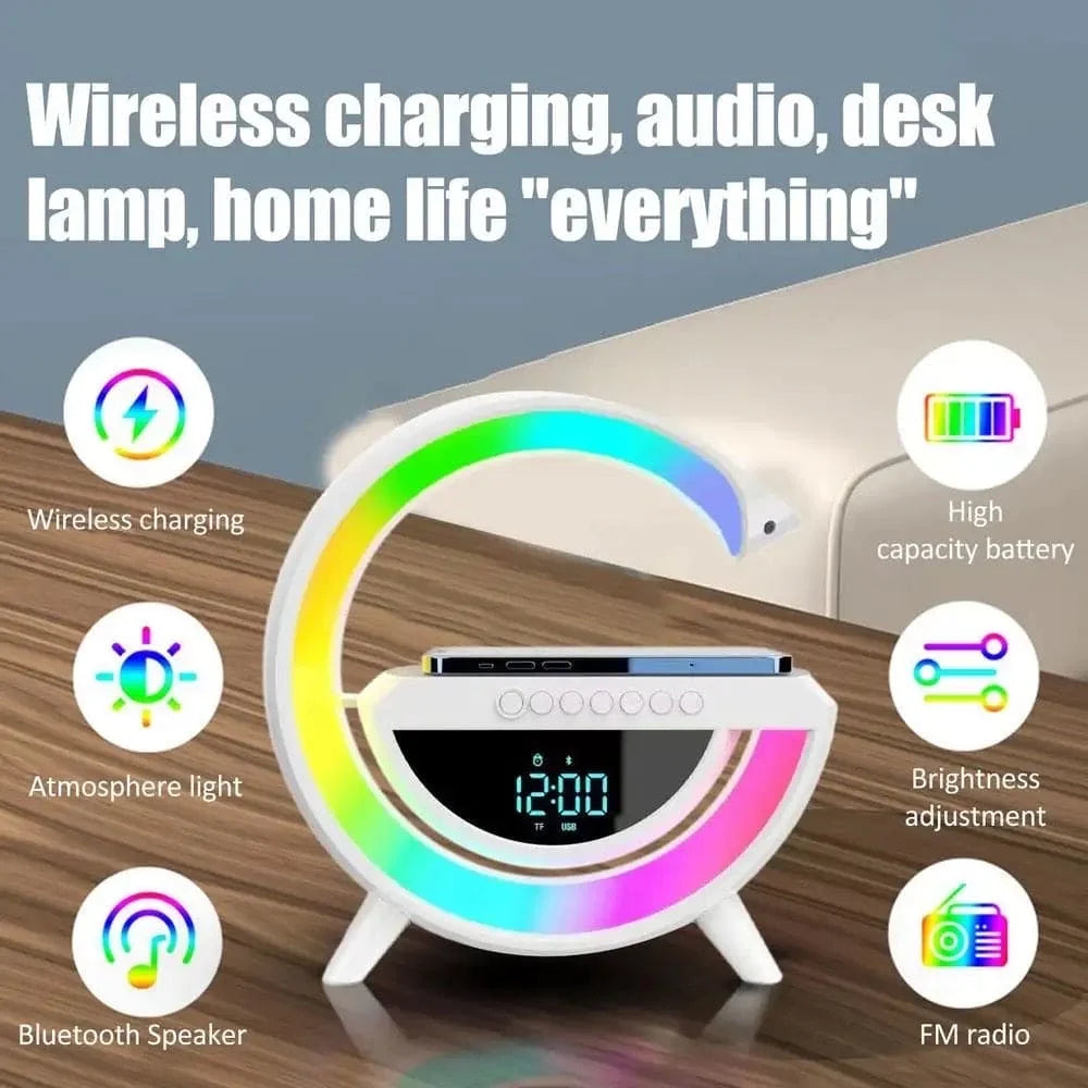 G Lamp Bluetooth Speaker with Digital Clock & RGB Night Light