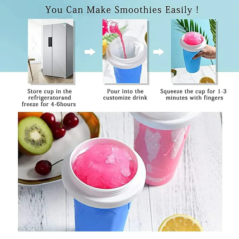 Slushy Maker Cup Quick Frozen Smoothies Ice Cream Maker Summer Juice Iced Cup Freezed Portable Squeeze Slushie Cup DIY Homemade