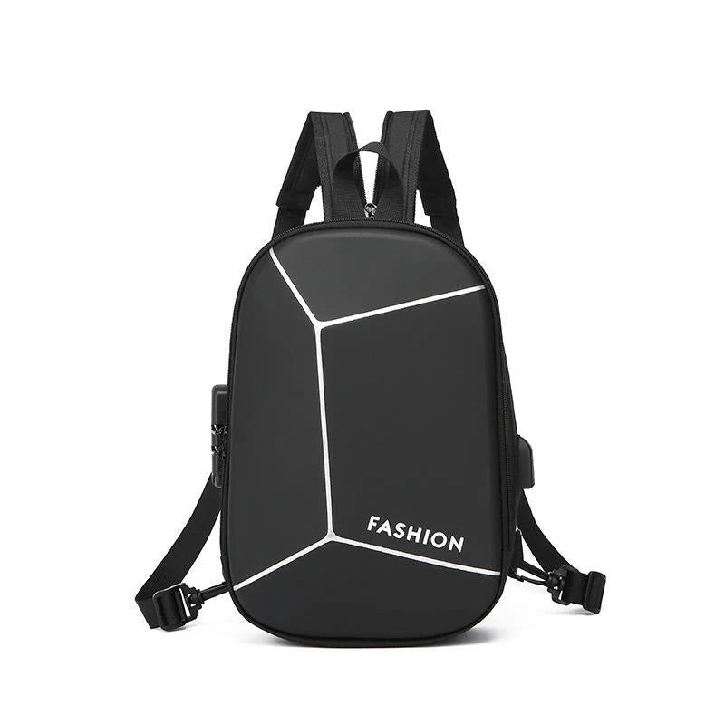 Hard Sling Bag With USB Port & Password Lock | Polyester Backpack | Anti-Theft Backpacks | Chest Bags