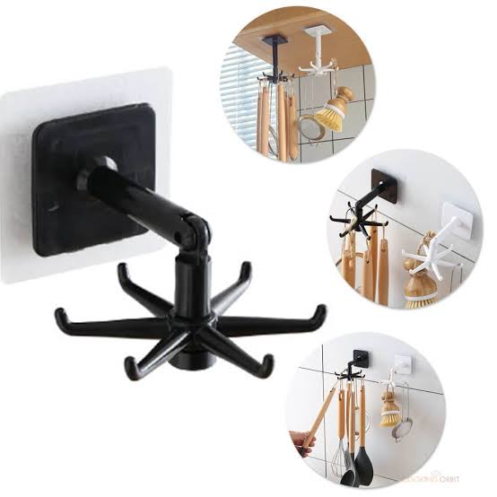 Wall Mounted 360° Rotating Folding Hanging Utensils Hook