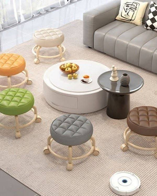 Multifunctional Rolling Round Stool, Universal Mini Stool For Kids, Household Small Sofa Stool