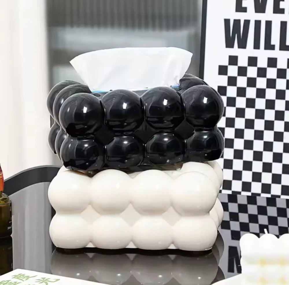 Bubble Shape Tissue Box Holder, Non Slip Ceramic Tissue Box Cover, Desktop Tissue Organizer