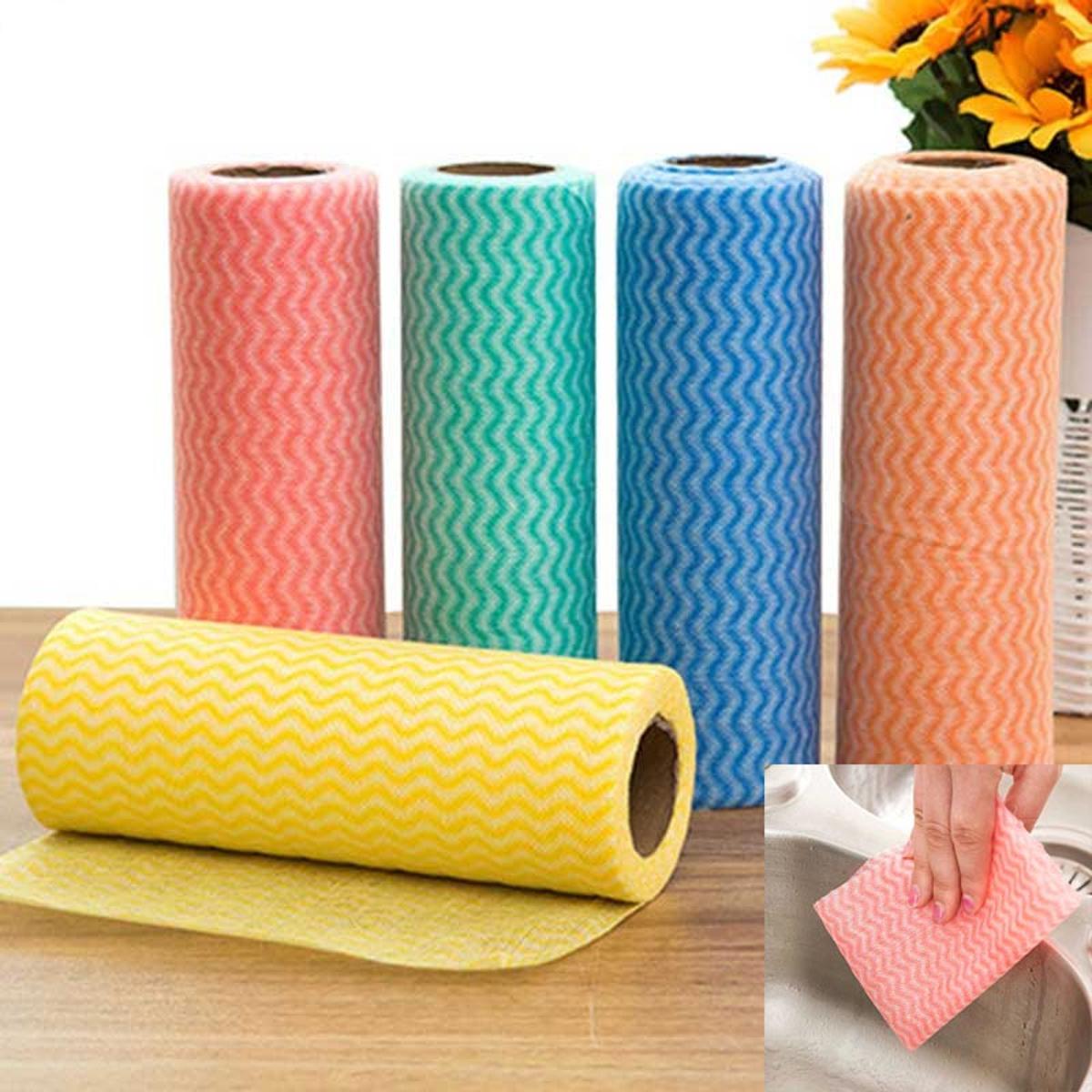 50PCS Non Woven Wiping Towel Wash Clean Disposable Cloth for Kitchen Home 1 Roll