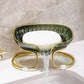 Acrylic soap holder with golden metal stand