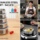 Set of 5 Stainless Steel Bowl Set  With Lids