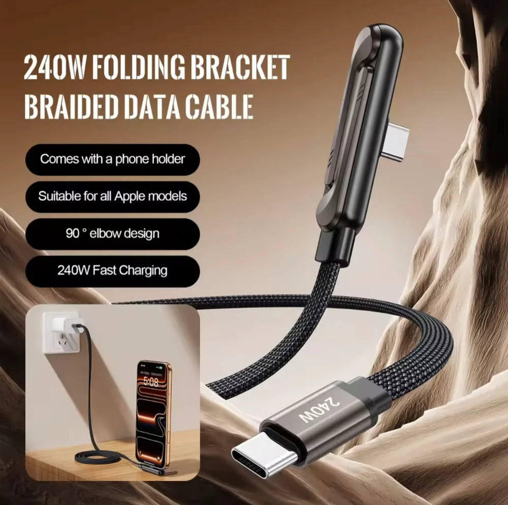 2 In 1 Cable With Mobile Stand, Charging Cable With Phone Bracket, Foldable Charging Cable With Stand