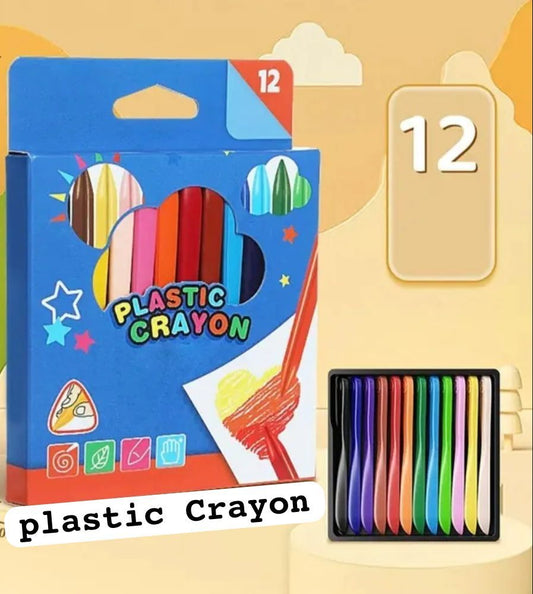 Pack of 12 Art Supply Childs Plastic Crayon with box