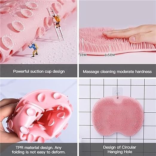 Wall Stick Suction Silicone Bathroom Scrubber