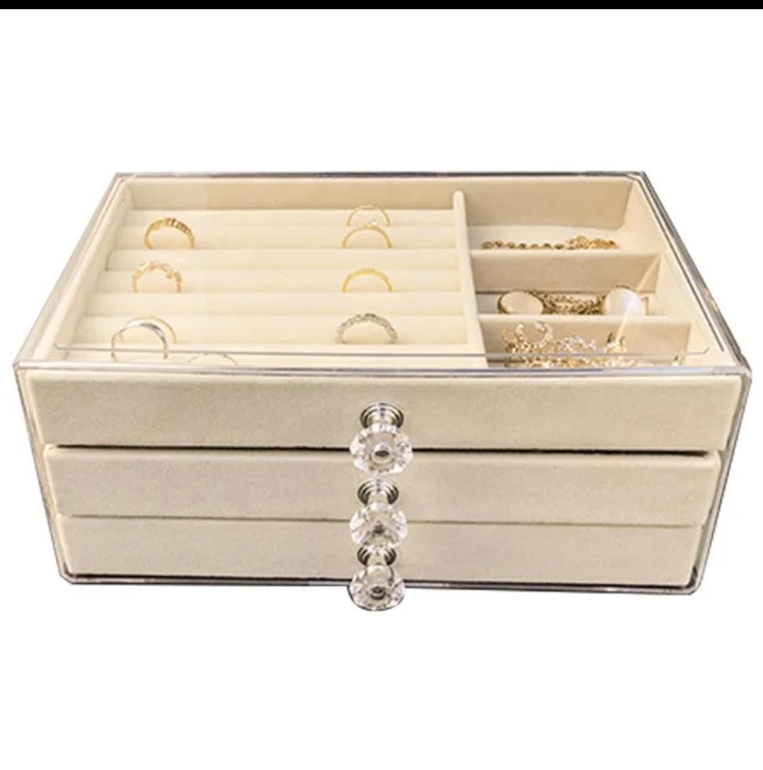 Acrylic Organizer Velvet 3 layer Jewelry Storage Box