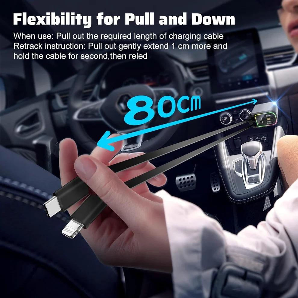 4 In 1 Retractable Car Charger with Free Delivery