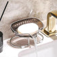 Acrylic soap holder with golden metal stand