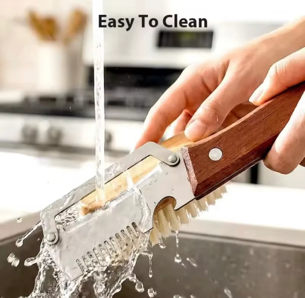 3 In 1 Vegetables Peeler With Wooden Handle, Stainless Steel Scallion Shredder, Multifunctional Vegetable Slicing Peeler, Kitchen Tool