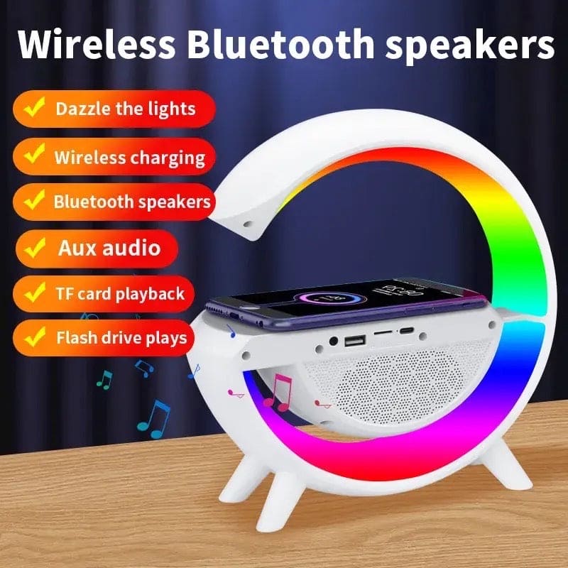G Lamp Bluetooth Speaker with Digital Clock & RGB Night Light
