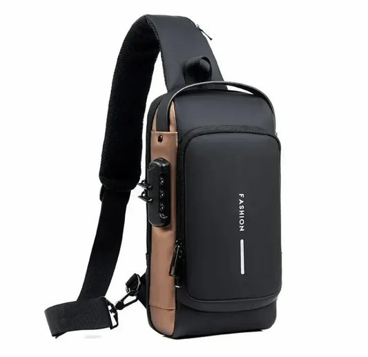 Men Anti Theft Chest Bag, USB Charging Crossbody Bag (BIG SIZE)