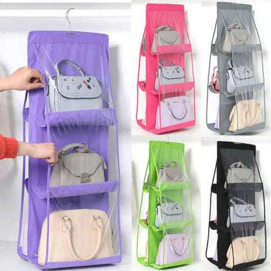 6 pocket foldable hanging handbag organizer