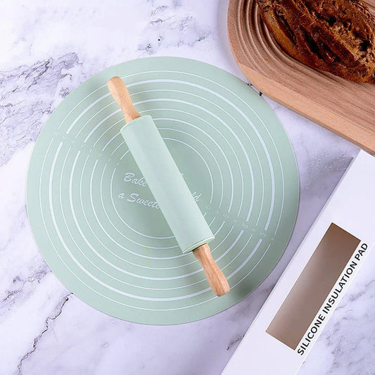 Silicone Dough Mat With Rolling Pin Set