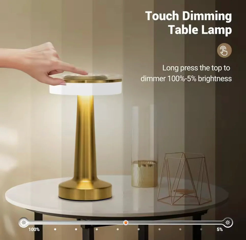 LED Table Lamp, Touch Sensor Desktop Night Lamp, Wireless Bedroom Decor Light, Rechargeable