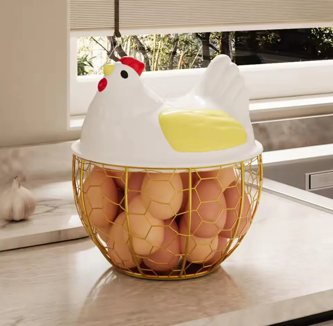 Luxury Hen Shaped Egg Basket with Lid