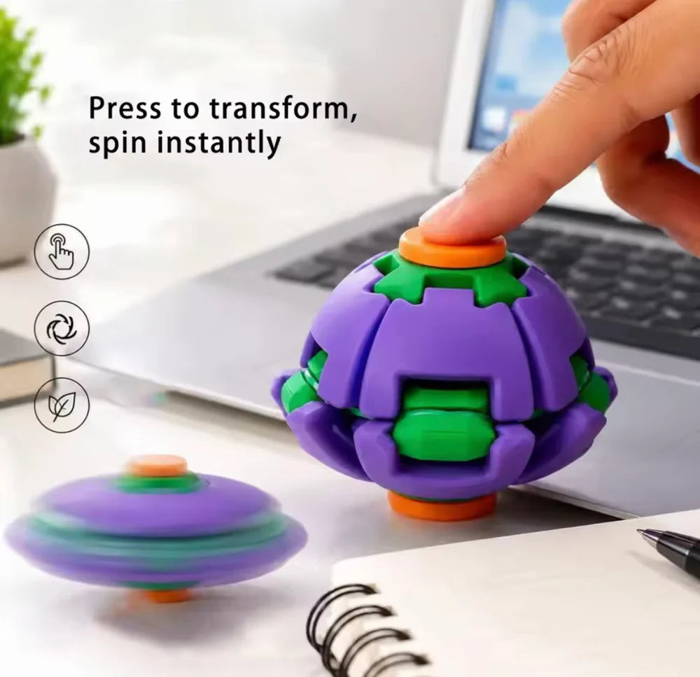 Fidget Magic Ball Spinner Cube Toy, 3D Fidget Spinner Ball Toy, Stress Relief Rotating Gyro Puzzle, Educational Desk Toy
