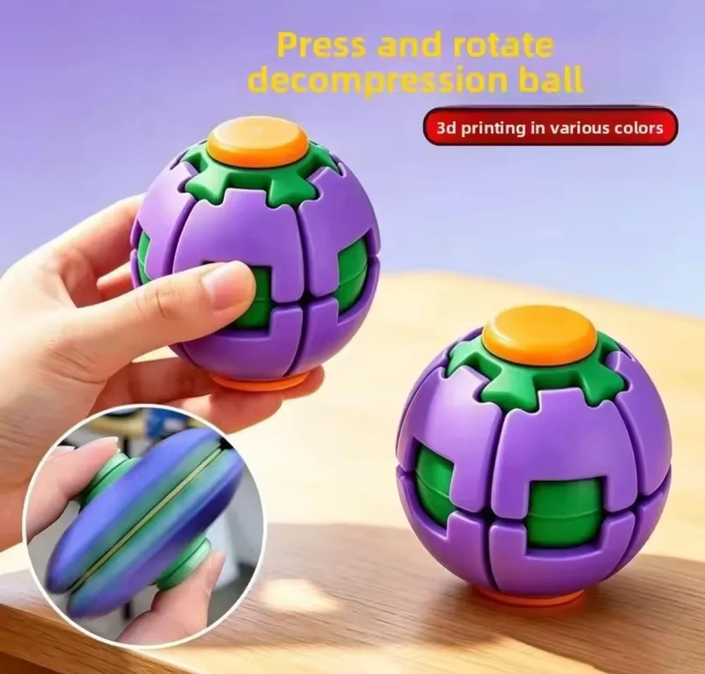 Fidget Magic Ball Spinner Cube Toy, 3D Fidget Spinner Ball Toy, Stress Relief Rotating Gyro Puzzle, Educational Desk Toy